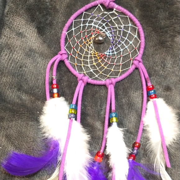 Beautiful 1 of a kind (colorfully) Beaded purple Dreamcatcher. - Picture 3 of 7